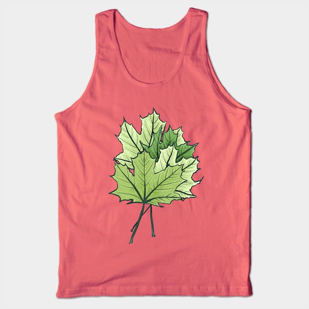 Green Maple Leaves Tank Top by Boriana Giormova